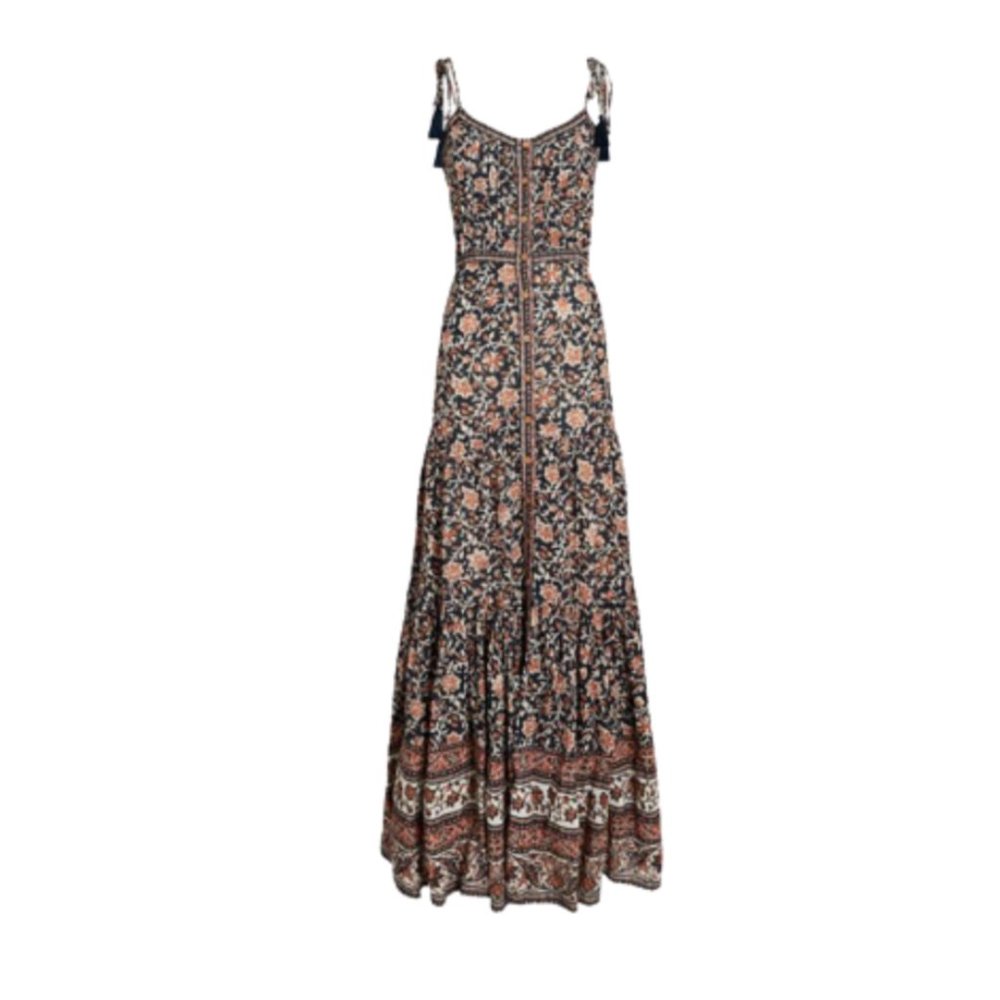 NWOT Veronica Beard Windansea Maxi Dress Womens XL Navy Blue Orange Sleeveless